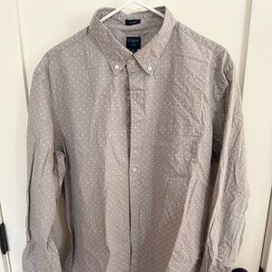 J Crew Men's Slim Fit Flex print button down Size XL Light Grey